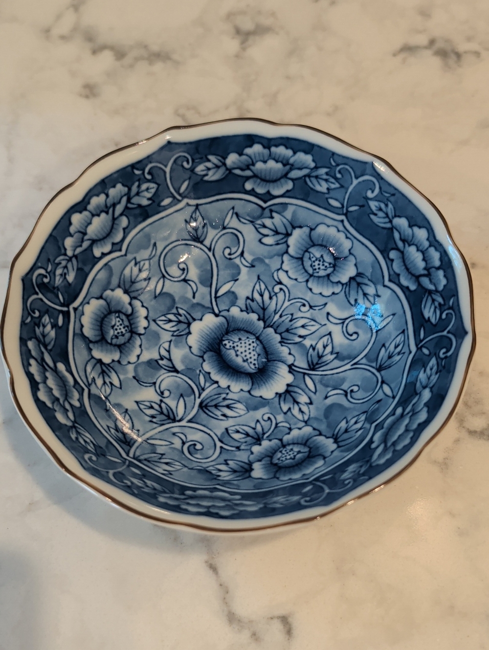 Takahashi Blue Floral Porcelain Decorative Bowl